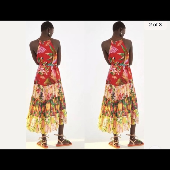 ❤️SOLD❤️Anthro Farm Rio Macaw Dress Medium New - Picture 2 of 7